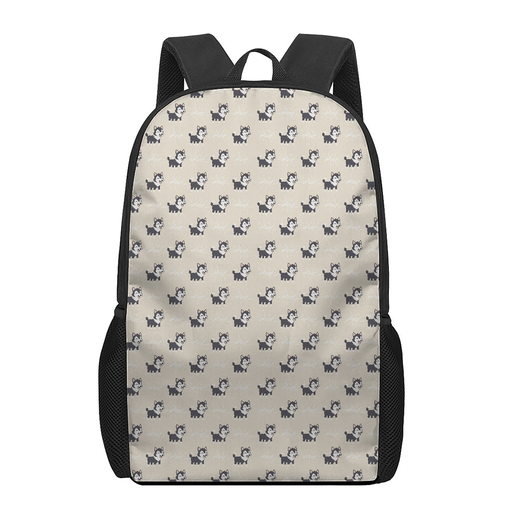 Cute Siberian Husky Pattern Print 17 Inch Backpack