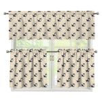 Cute Siberian Husky Pattern Print 3 Piece Kitchen Curtains