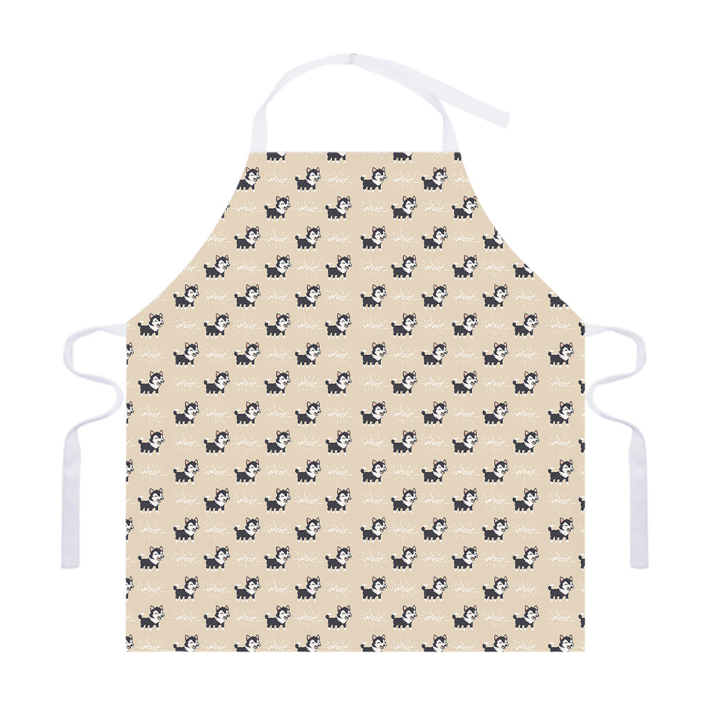 Cute Siberian Husky Pattern Print Adjustable Apron