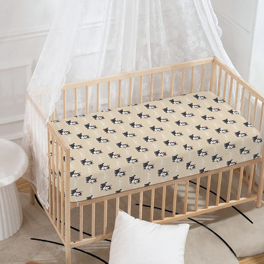 Cute Siberian Husky Pattern Print Baby Crib Sheet