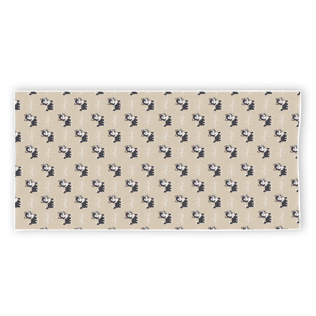 Cute Siberian Husky Pattern Print Beach Towel