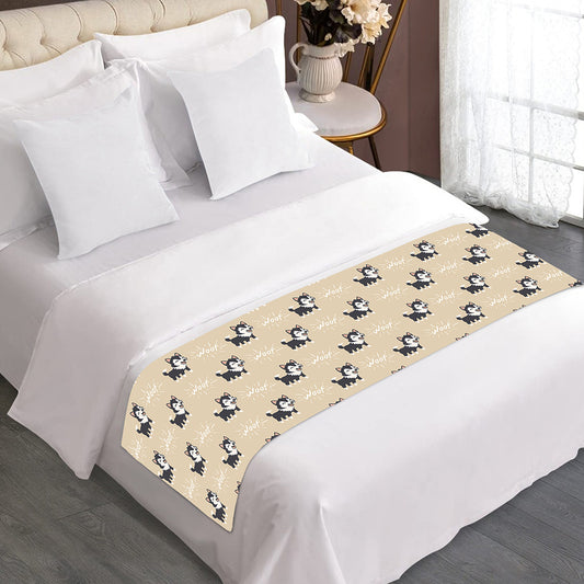 Cute Siberian Husky Pattern Print Bed Runner