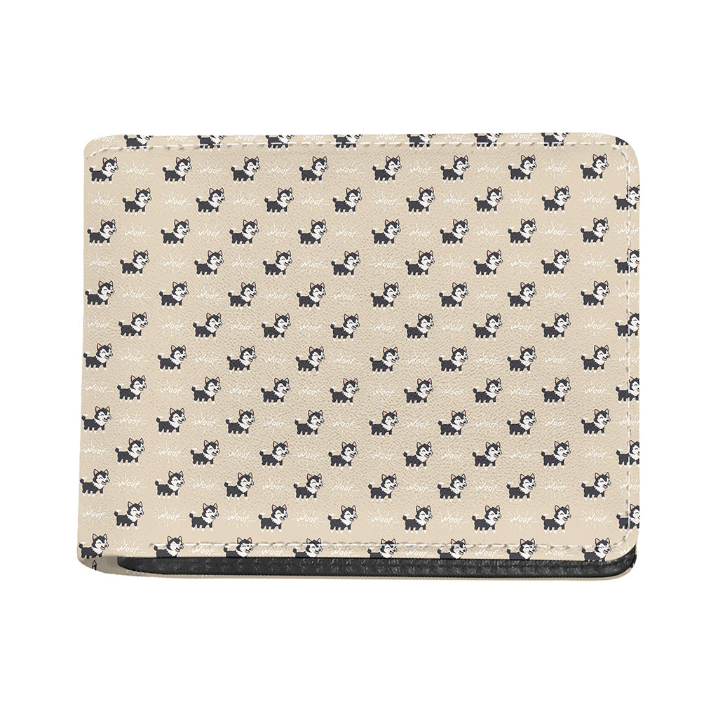 Cute Siberian Husky Pattern Print Bifold Wallet