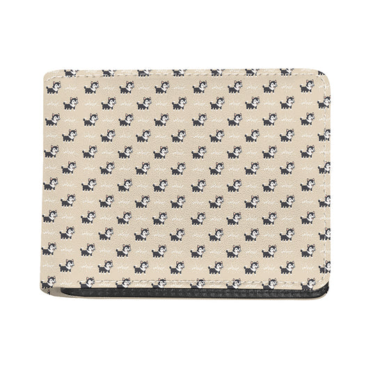 Cute Siberian Husky Pattern Print Bifold Wallet
