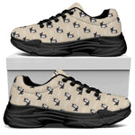 Cute Siberian Husky Pattern Print Black Chunky Shoes