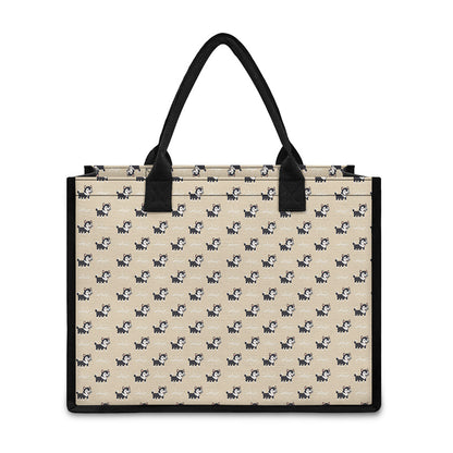 Cute Siberian Husky Pattern Print Canvas Tote Bag