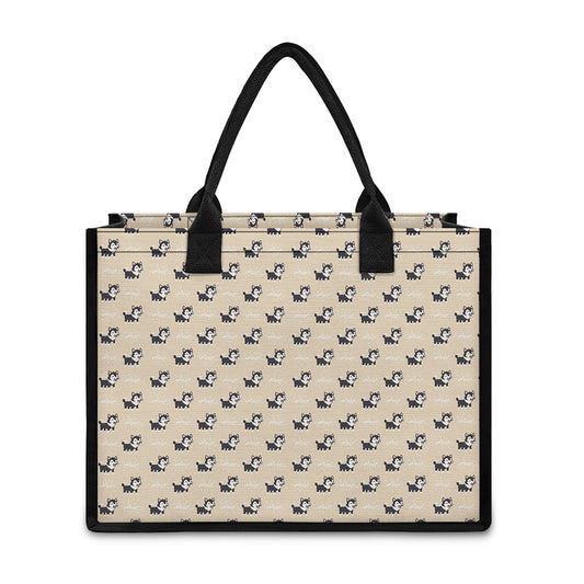Cute Siberian Husky Pattern Print Canvas Tote Bag