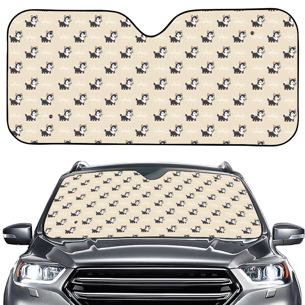 Cute Siberian Husky Pattern Print Car Windshield Sun Shade