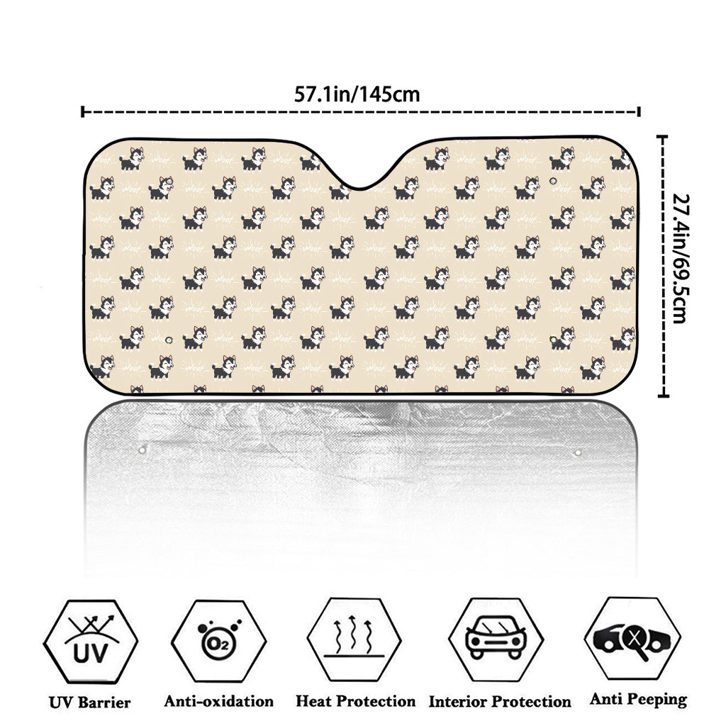Cute Siberian Husky Pattern Print Car Windshield Sun Shade