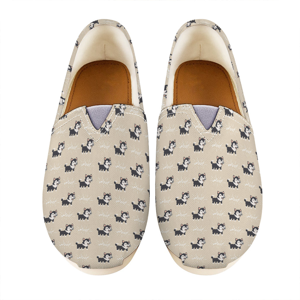 Cute Siberian Husky Pattern Print Casual Shoes
