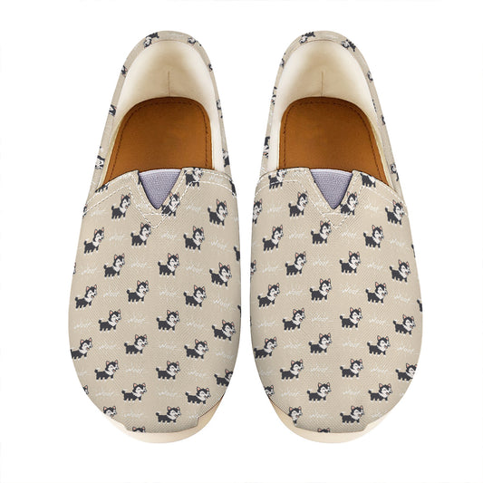 Cute Siberian Husky Pattern Print Casual Shoes