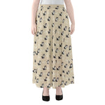 Cute Siberian Husky Pattern Print Chiffon Maxi Skirt