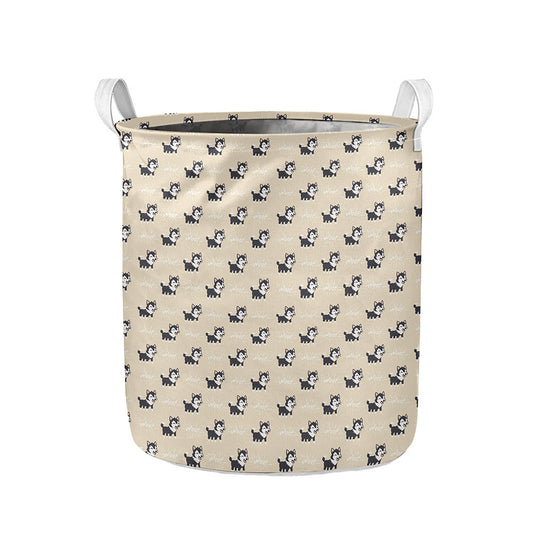 Cute Siberian Husky Pattern Print Collapsible Laundry Basket