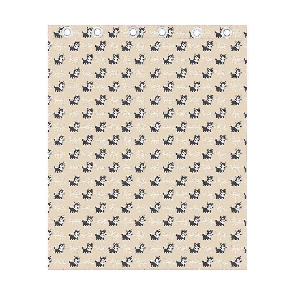 Cute Siberian Husky Pattern Print Curtain