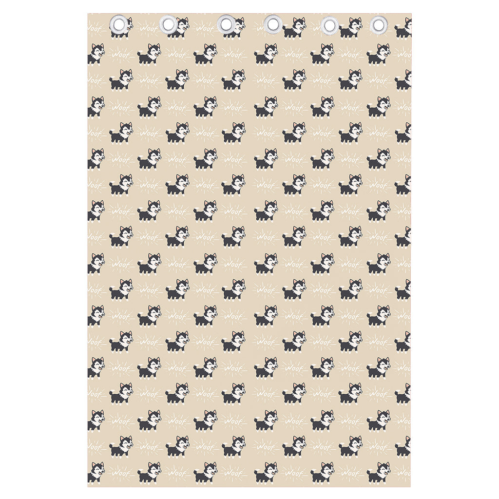 Cute Siberian Husky Pattern Print Curtain