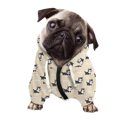 Cute Siberian Husky Pattern Print Dog Zip Up Hoodie