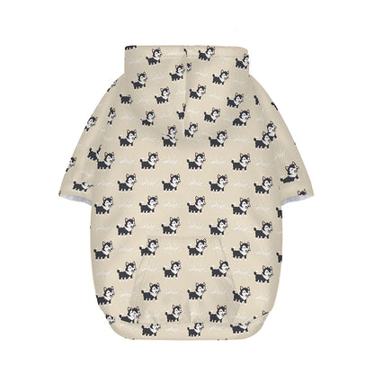 Cute Siberian Husky Pattern Print Dog Zip Up Hoodie