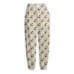 Cute Siberian Husky Pattern Print Fleece Lined Knit Pants