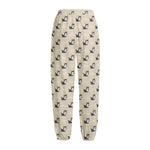 Cute Siberian Husky Pattern Print Fleece Lined Knit Pants