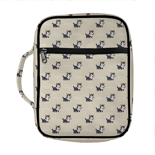 Cute Siberian Husky Pattern Print Front Pocket Bible Bag