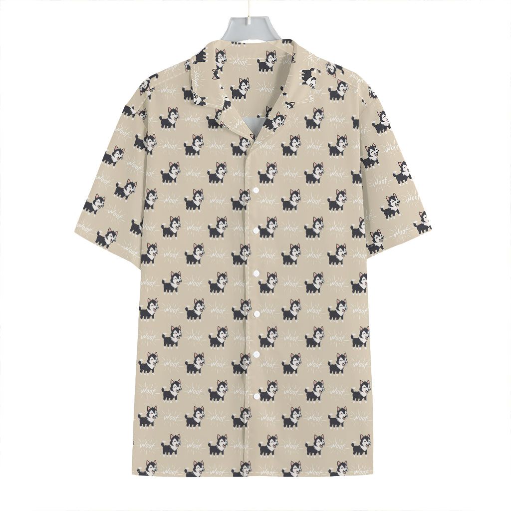 Cute Siberian Husky Pattern Print Hawaiian Shirt