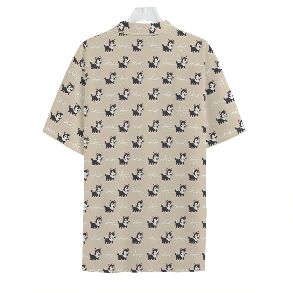 Cute Siberian Husky Pattern Print Hawaiian Shirt