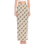 Cute Siberian Husky Pattern Print High Slit Maxi Skirt