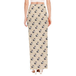 Cute Siberian Husky Pattern Print High Slit Maxi Skirt