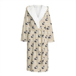 Cute Siberian Husky Pattern Print Hooded Bathrobe