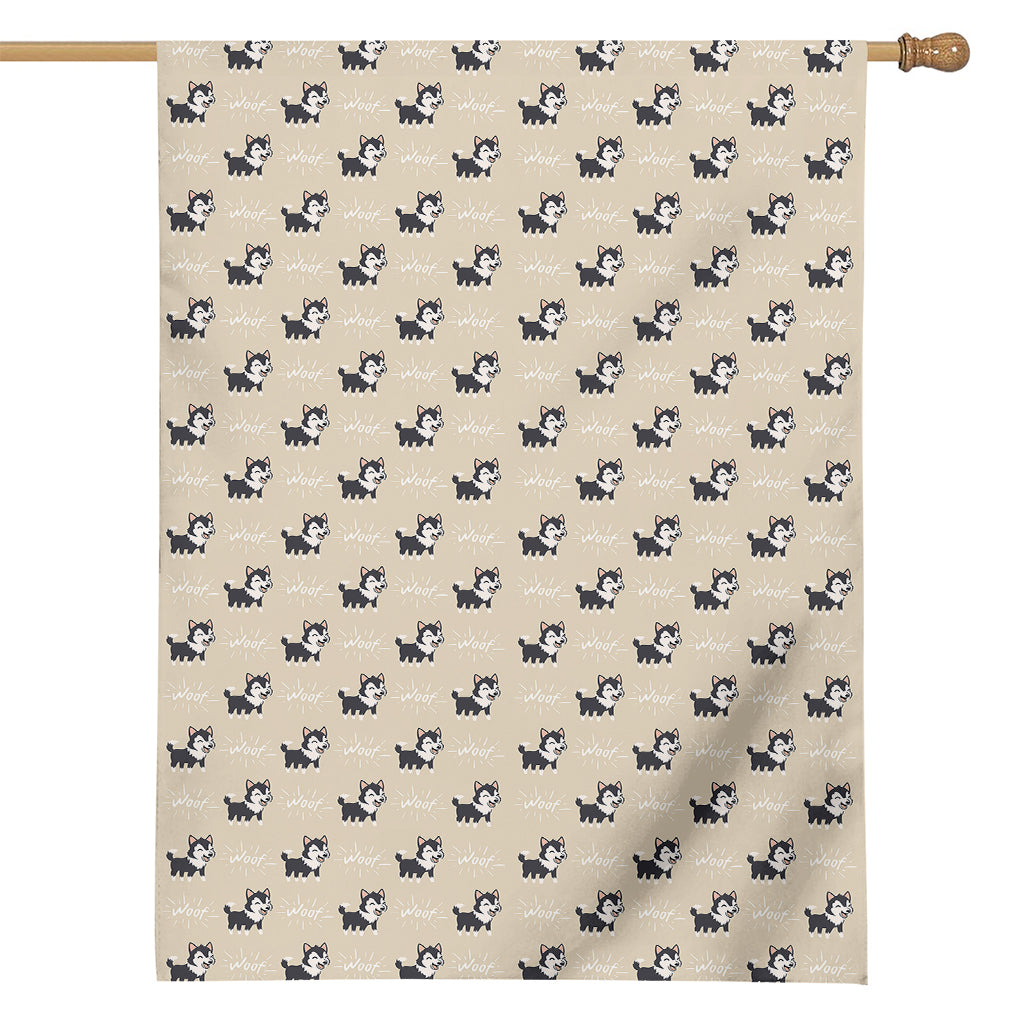 Cute Siberian Husky Pattern Print House Flag