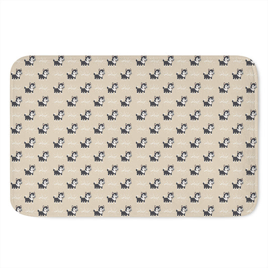 Cute Siberian Husky Pattern Print Indoor Door Mat