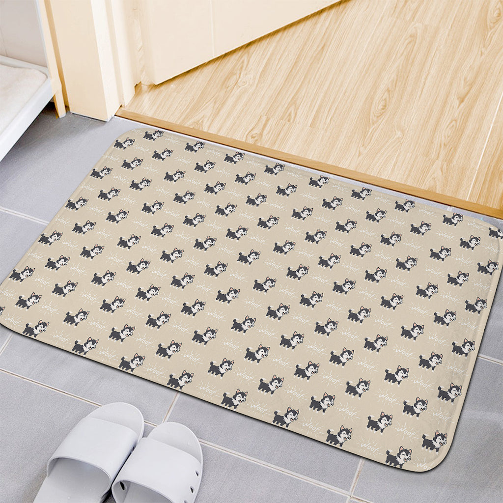 Cute Siberian Husky Pattern Print Indoor Door Mat
