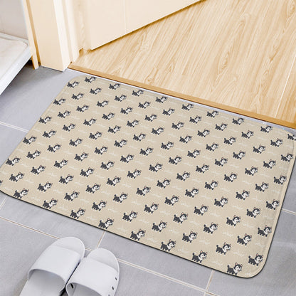 Cute Siberian Husky Pattern Print Indoor Door Mat