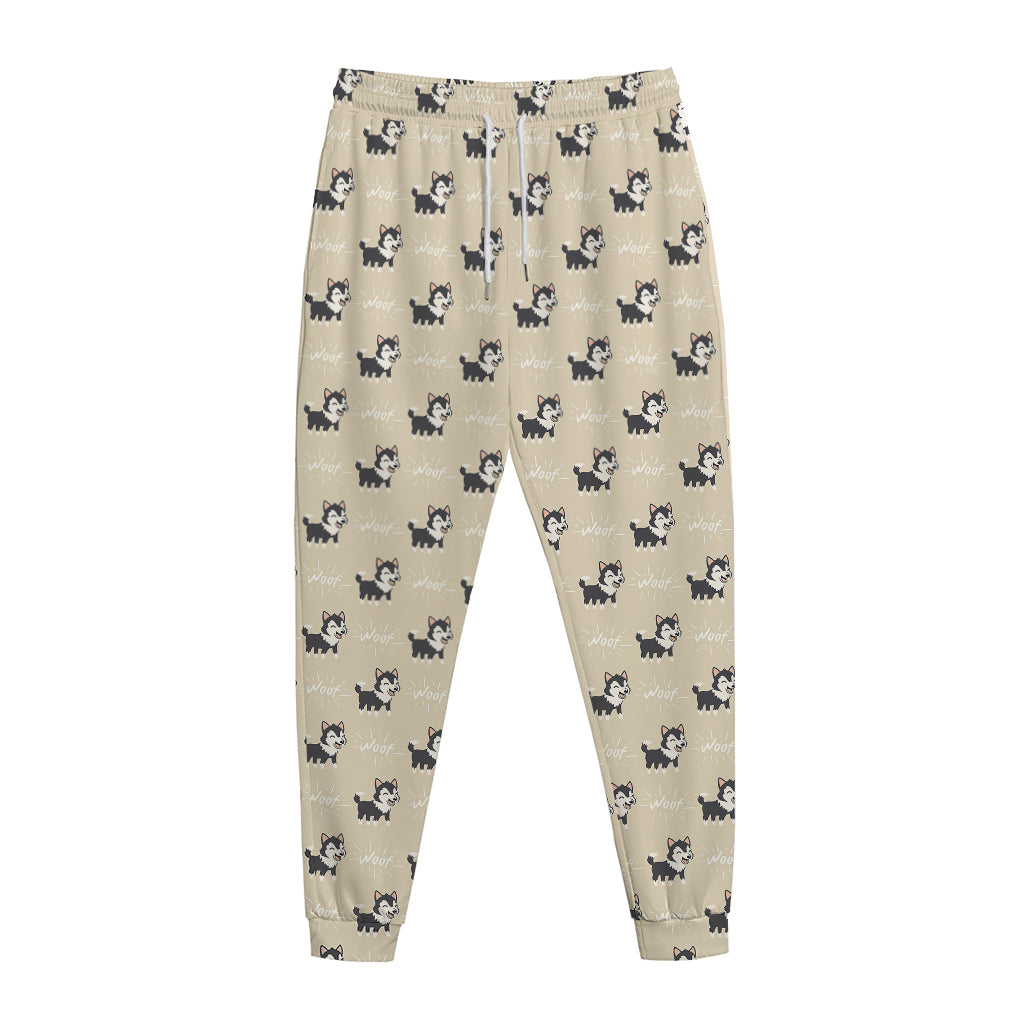 Cute Siberian Husky Pattern Print Jogger Pants