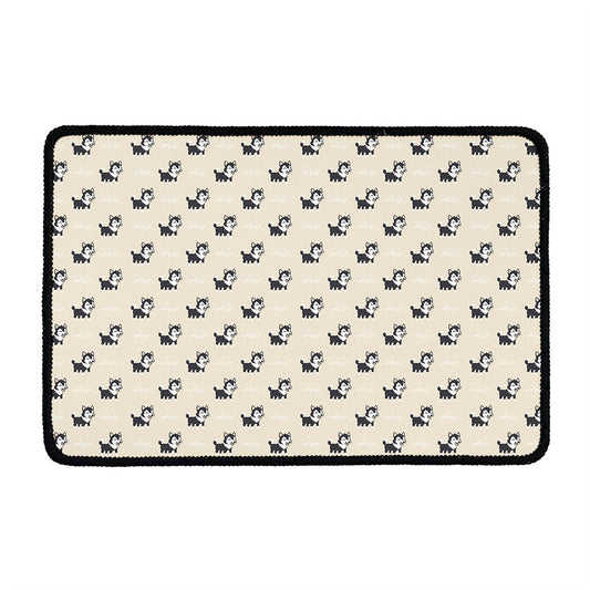 Cute Siberian Husky Pattern Print Kitchen Mat