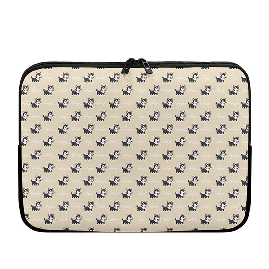 Cute Siberian Husky Pattern Print Laptop Sleeve