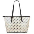 Cute Siberian Husky Pattern Print Leather Tote Bag With Zipper