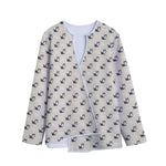 Cute Siberian Husky Pattern Print Long Sleeve Short Coat