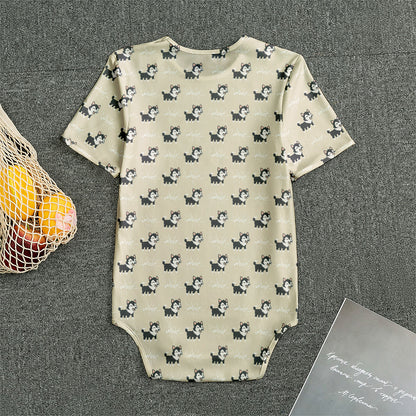 Cute Siberian Husky Pattern Print Men's Bodysuit