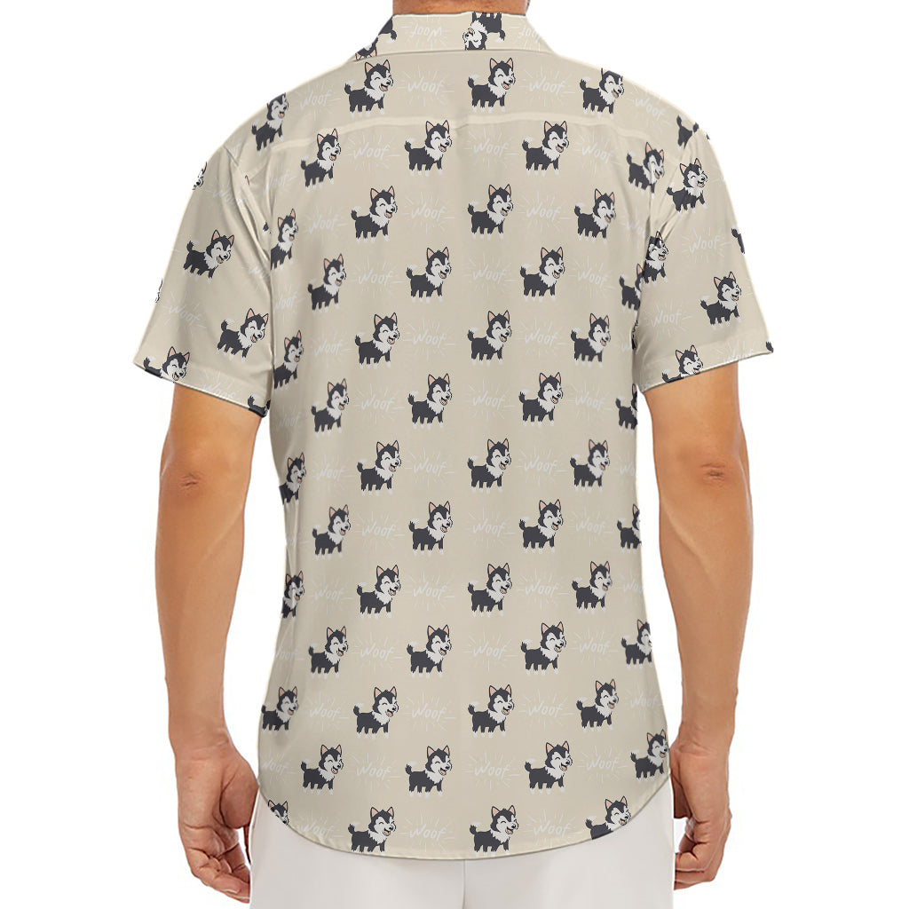 Cute Siberian Husky Pattern Print Men's Deep V-Neck Shirt