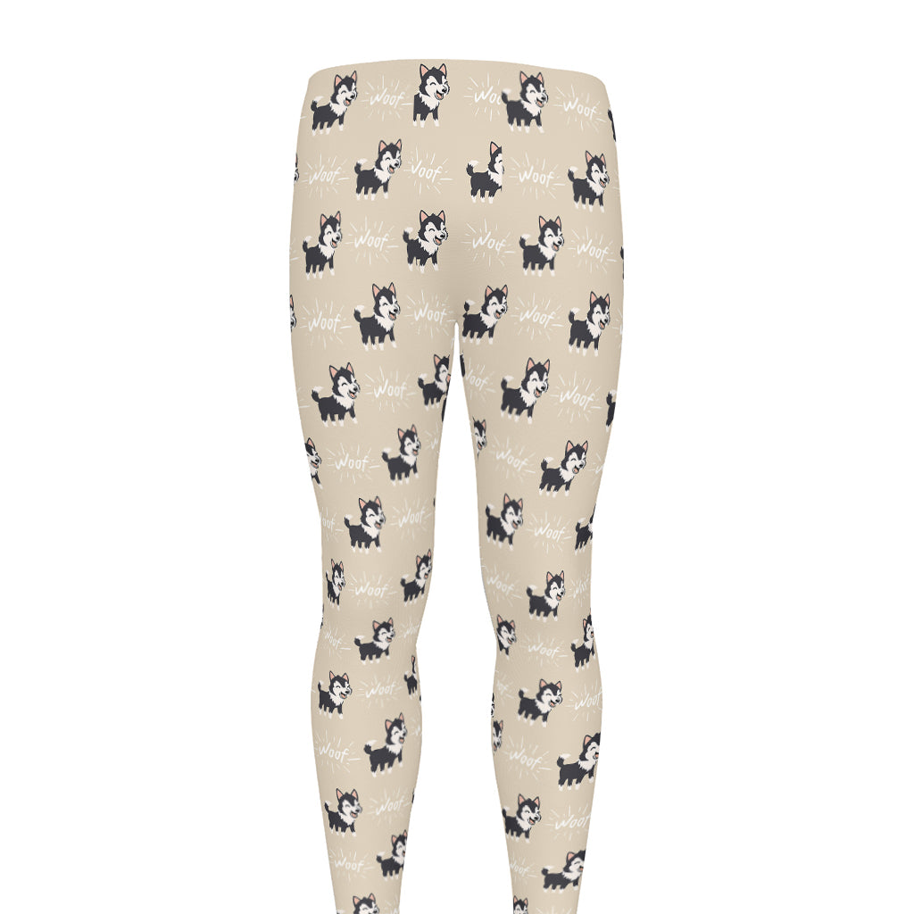 Cute Siberian Husky Pattern Print Men's leggings
