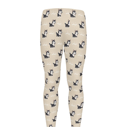 Cute Siberian Husky Pattern Print Men's leggings