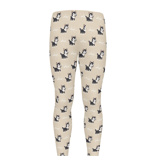 Cute Siberian Husky Pattern Print Men's leggings