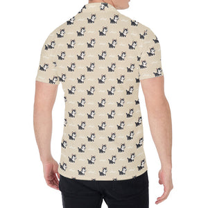 Cute Siberian Husky Pattern Print Men's Shirt