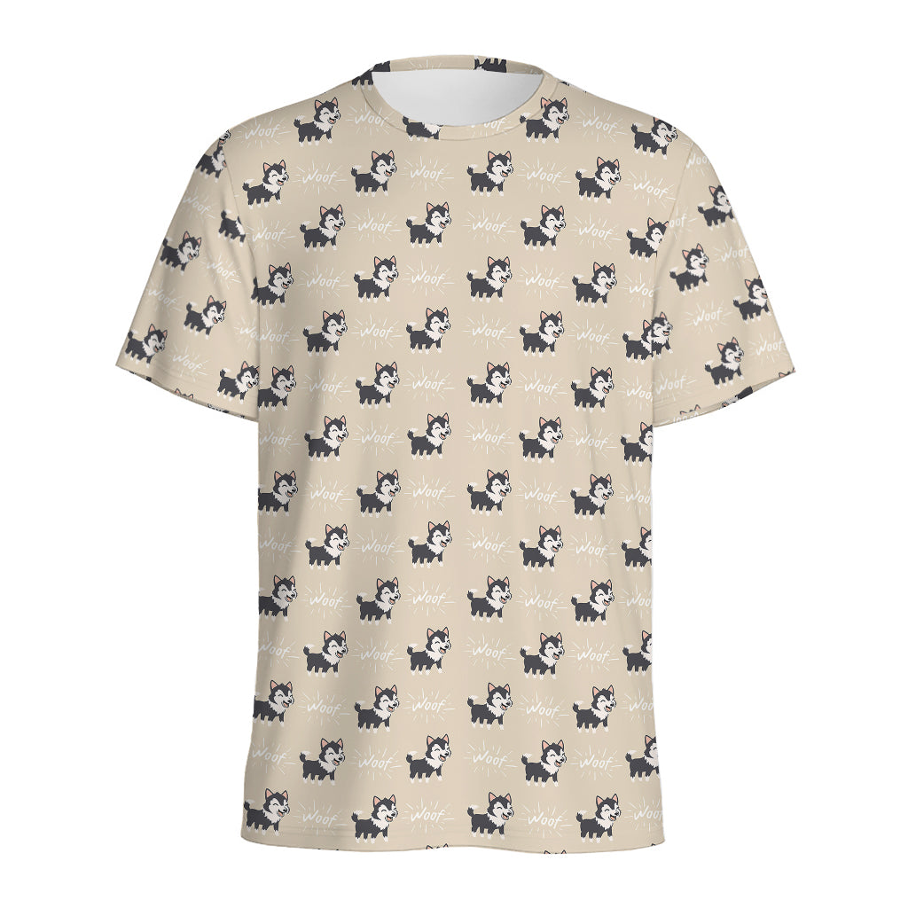 Cute Siberian Husky Pattern Print Men's Sports T-Shirt