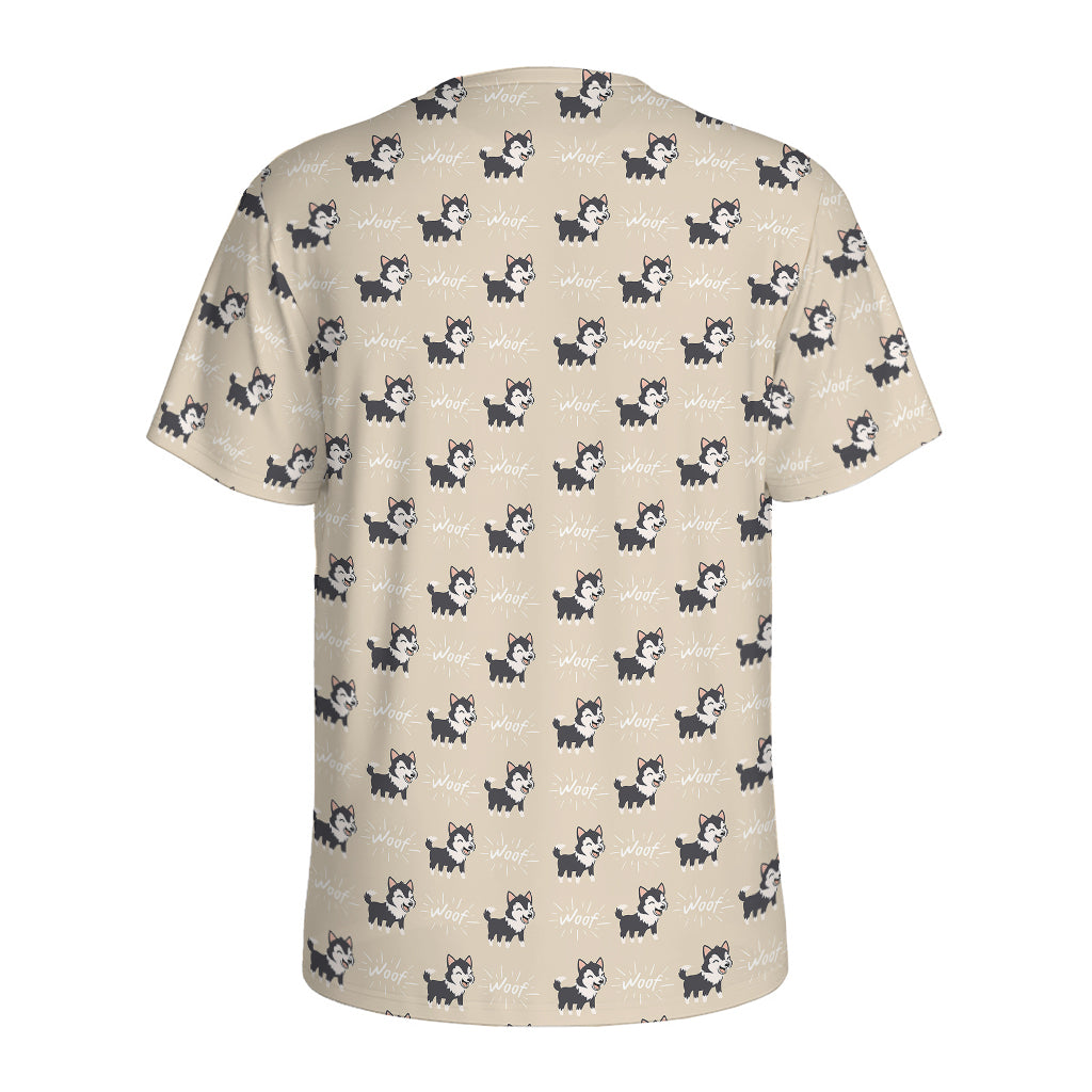 Cute Siberian Husky Pattern Print Men's Sports T-Shirt