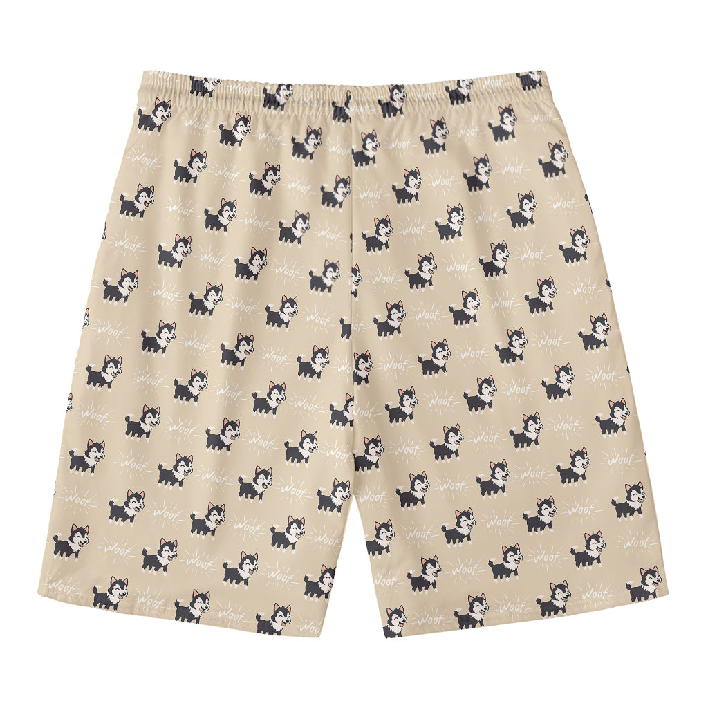 Cute Siberian Husky Pattern Print Men's Swim Trunks