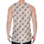 Cute Siberian Husky Pattern Print Men's Velvet Tank Top