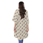 Cute Siberian Husky Pattern Print Open Front Beach Cover Up