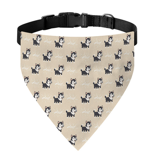 Cute Siberian Husky Pattern Print Over The Collar Dog Bandana